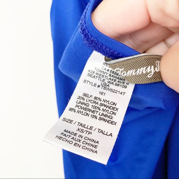 Tommy Bahama Blue Ruched Tankini Swim Top Sz S4 - Picture 4 of 5